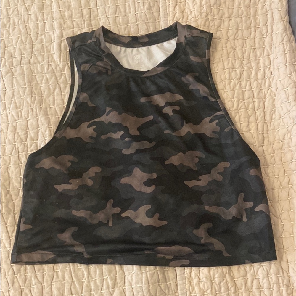 Born Primitive Brown Gray Sleeveless Crop Muscle Tee